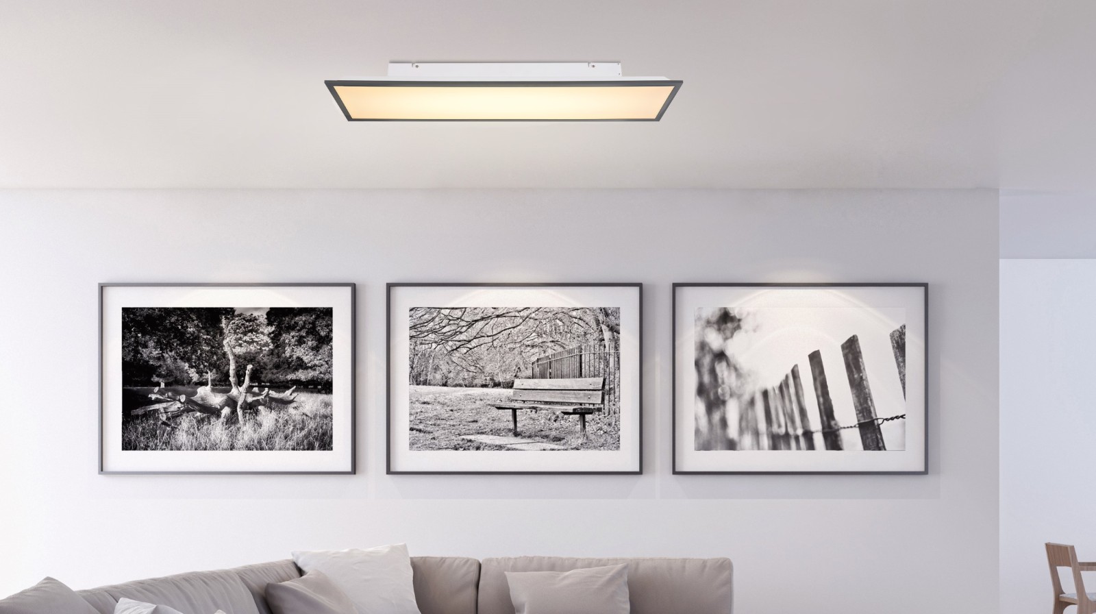 LED-Deckenleuchte - weiß-alufarben - 80 cm