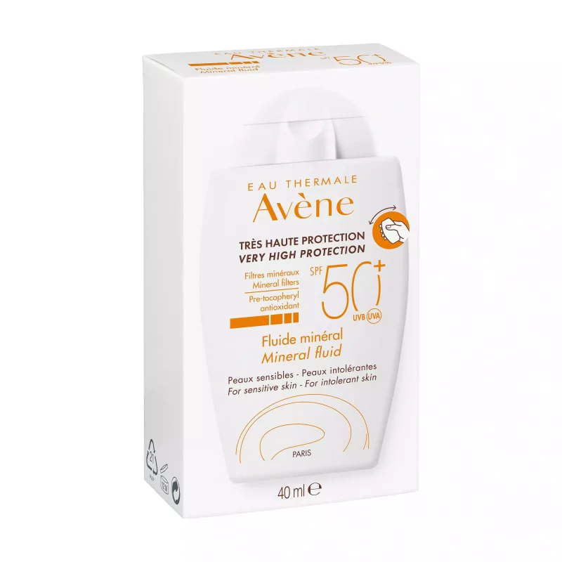 Soins Solaires - Peaux intolérantes - Fluide minéral SPF 50+ - 40ml