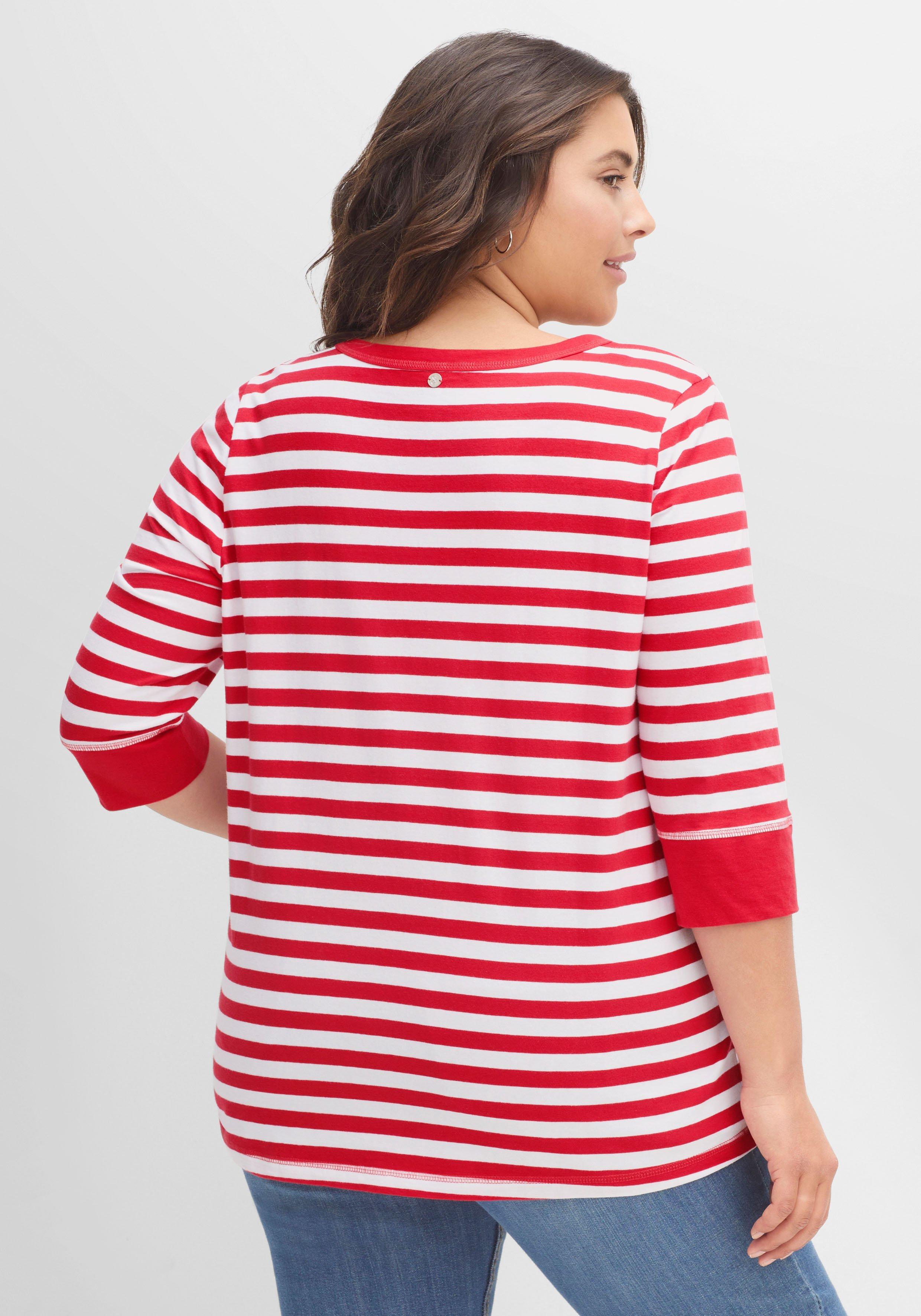 Shirt aus Jersey, mit Streifenmuster und 3/4-Arm