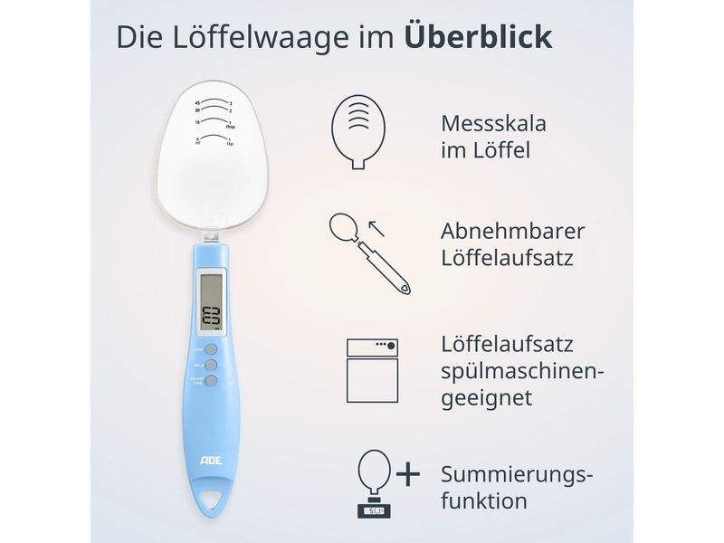 ADE Löffelwaage Eni digital Blau Digitale Löffelwaage Eni