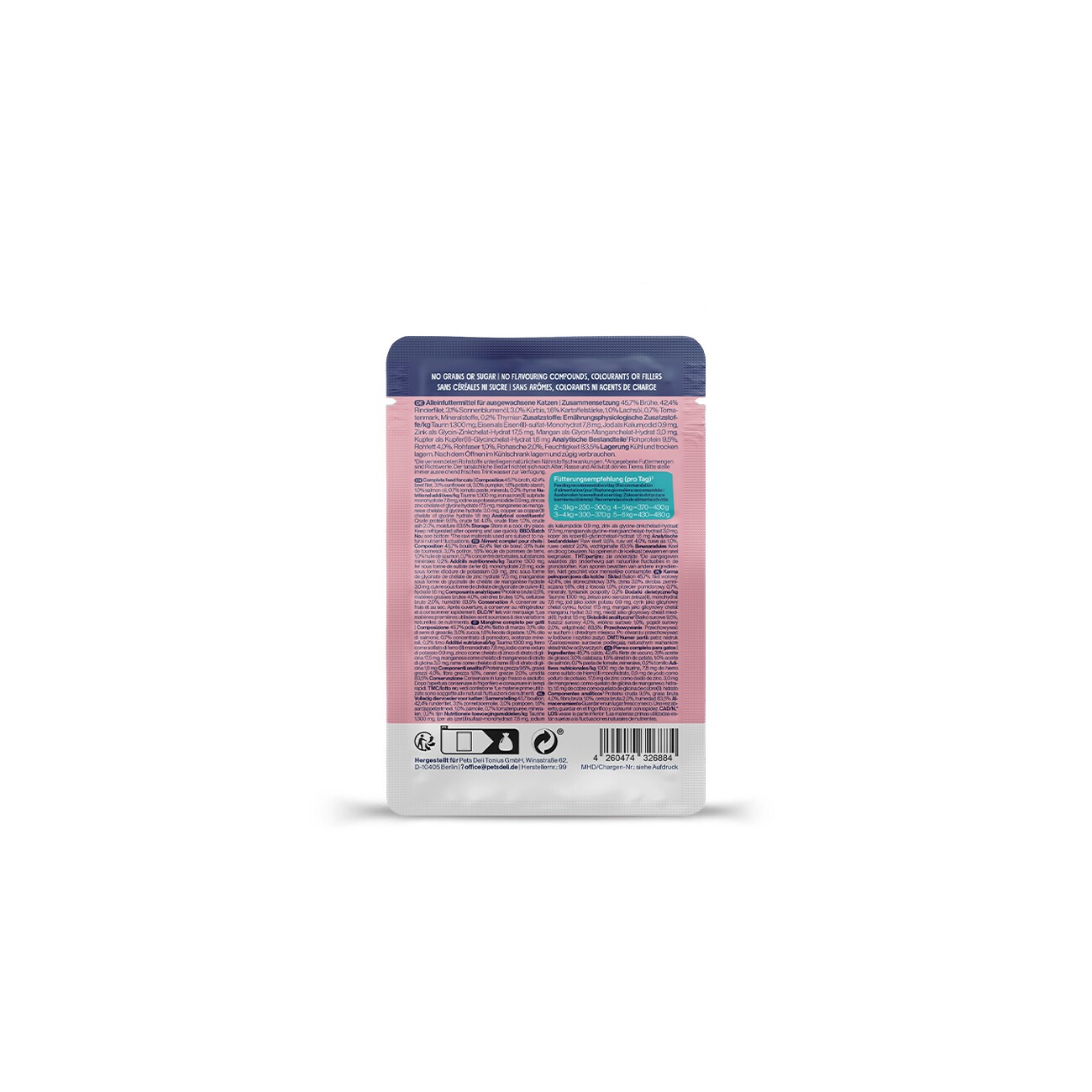 Pets Deli Nassfutter Katze Adult Saucen Menü Rind mit Kürbis 12x70 g