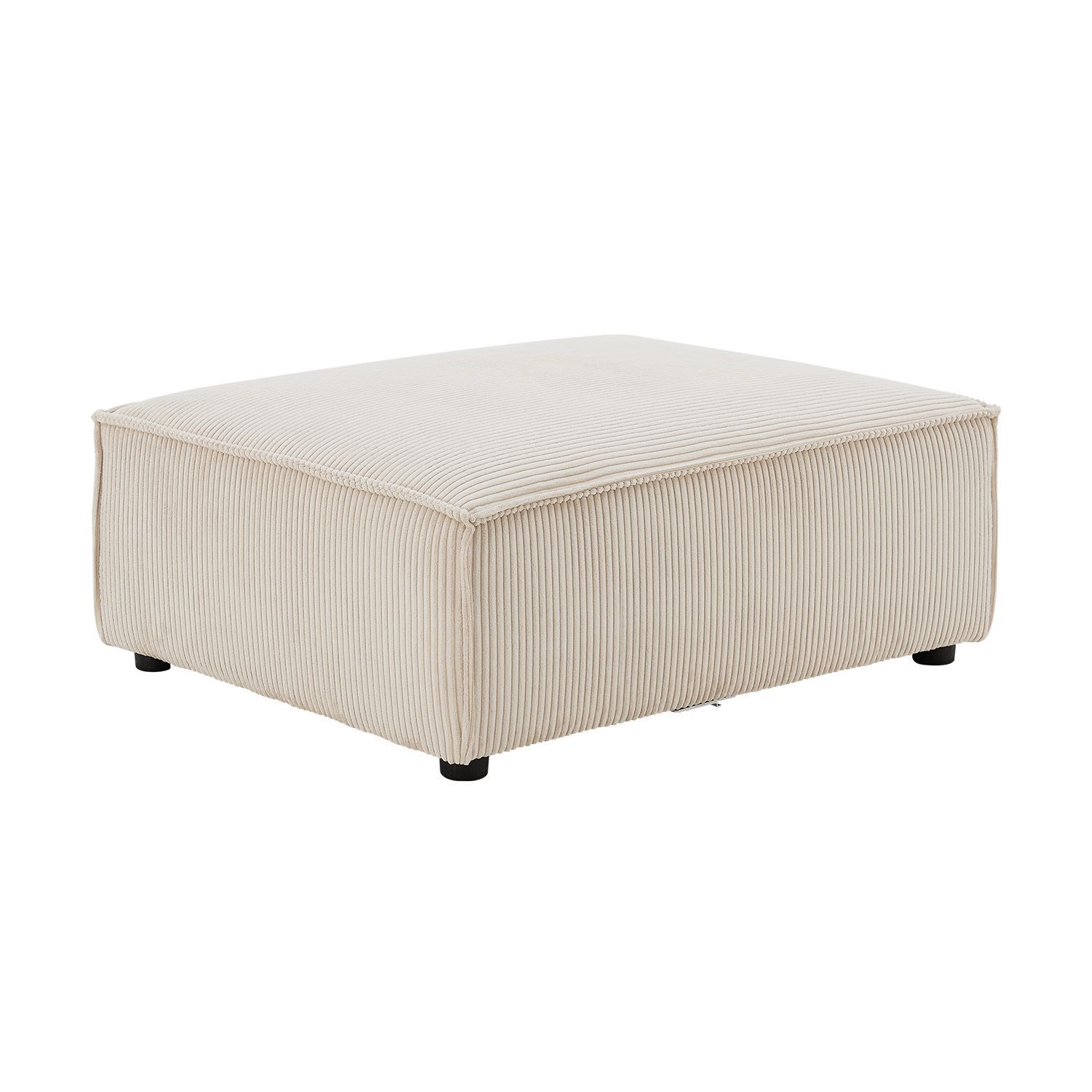 Juskys modulares Sofa Domas L - Couch Wohnzimmer - 3 Sitzer - Ottomane & Kissen - Cord Beige