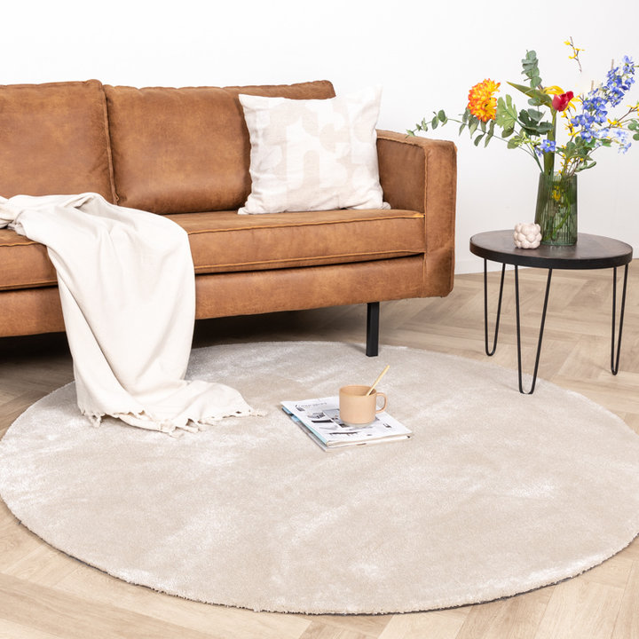 Rond viscose vloerkleed - Vive Creme | Wasbaar!