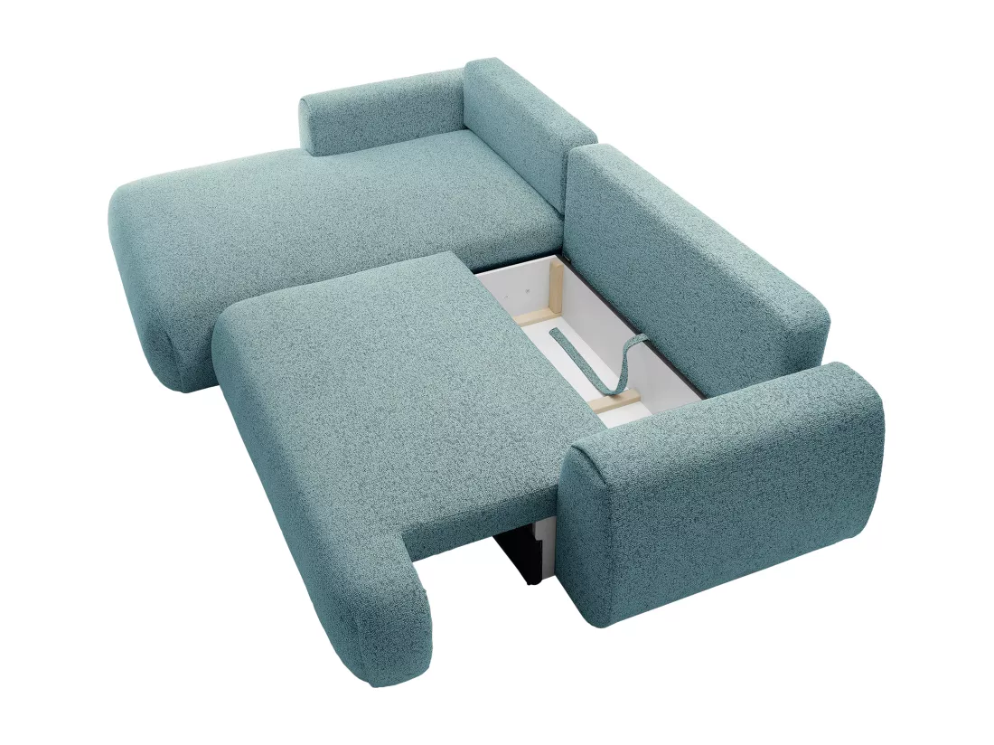 Canapé d'angle gauche convertible en tissu texturé bleu MONELIA