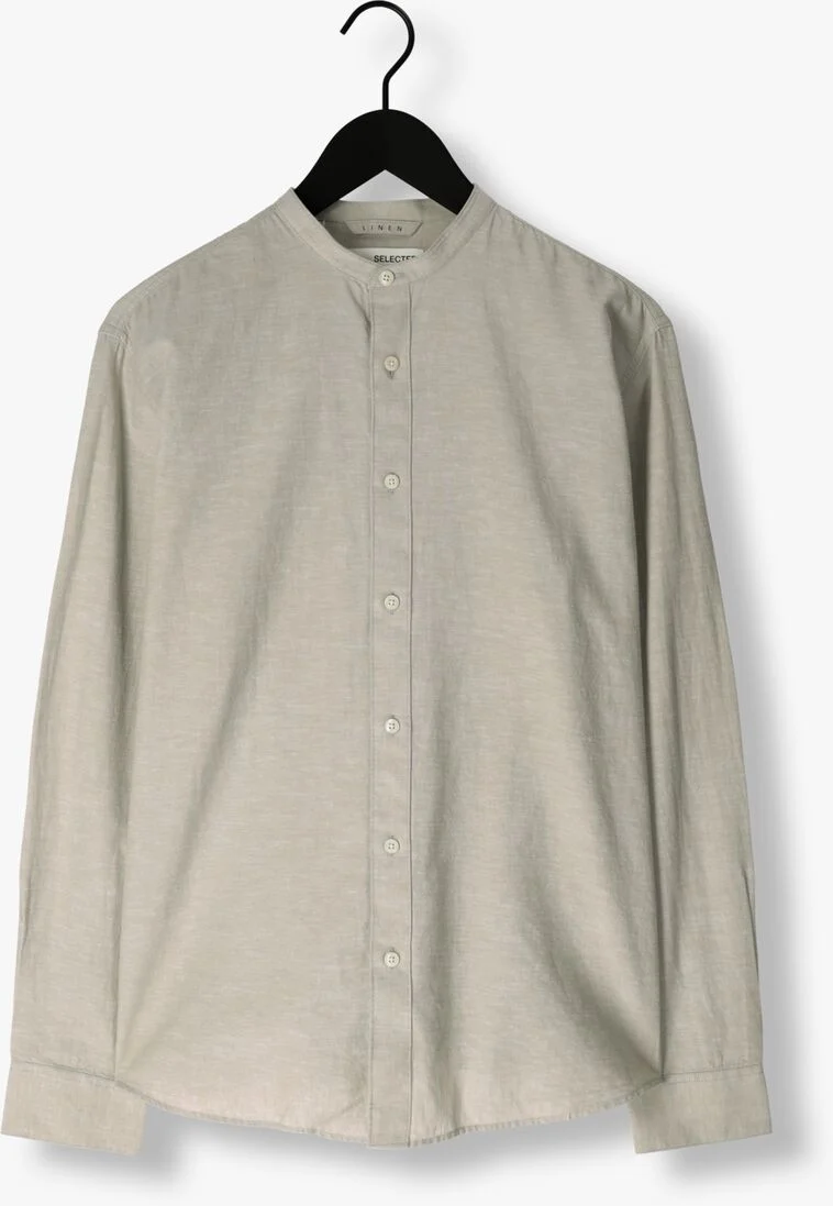 SELECTED HOMME groene selected homme casual overhemd slhregnew-linen shirt ls band
