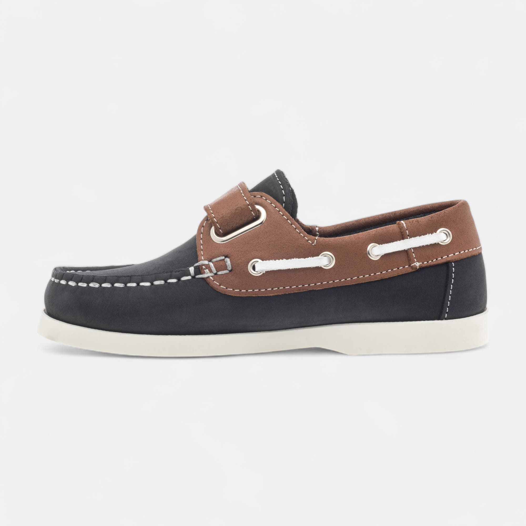 Chaussures bateau Garçon en cuir bleu marine