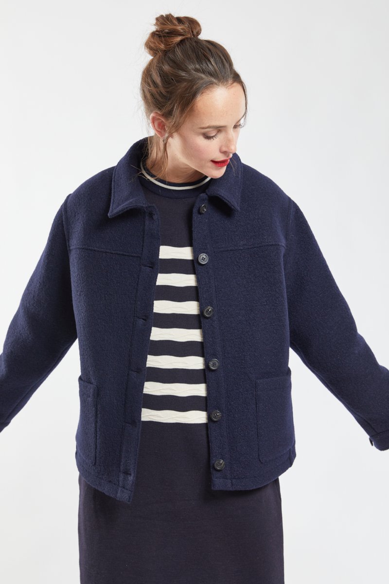 Veste courte coupe boxy - laine bouillie