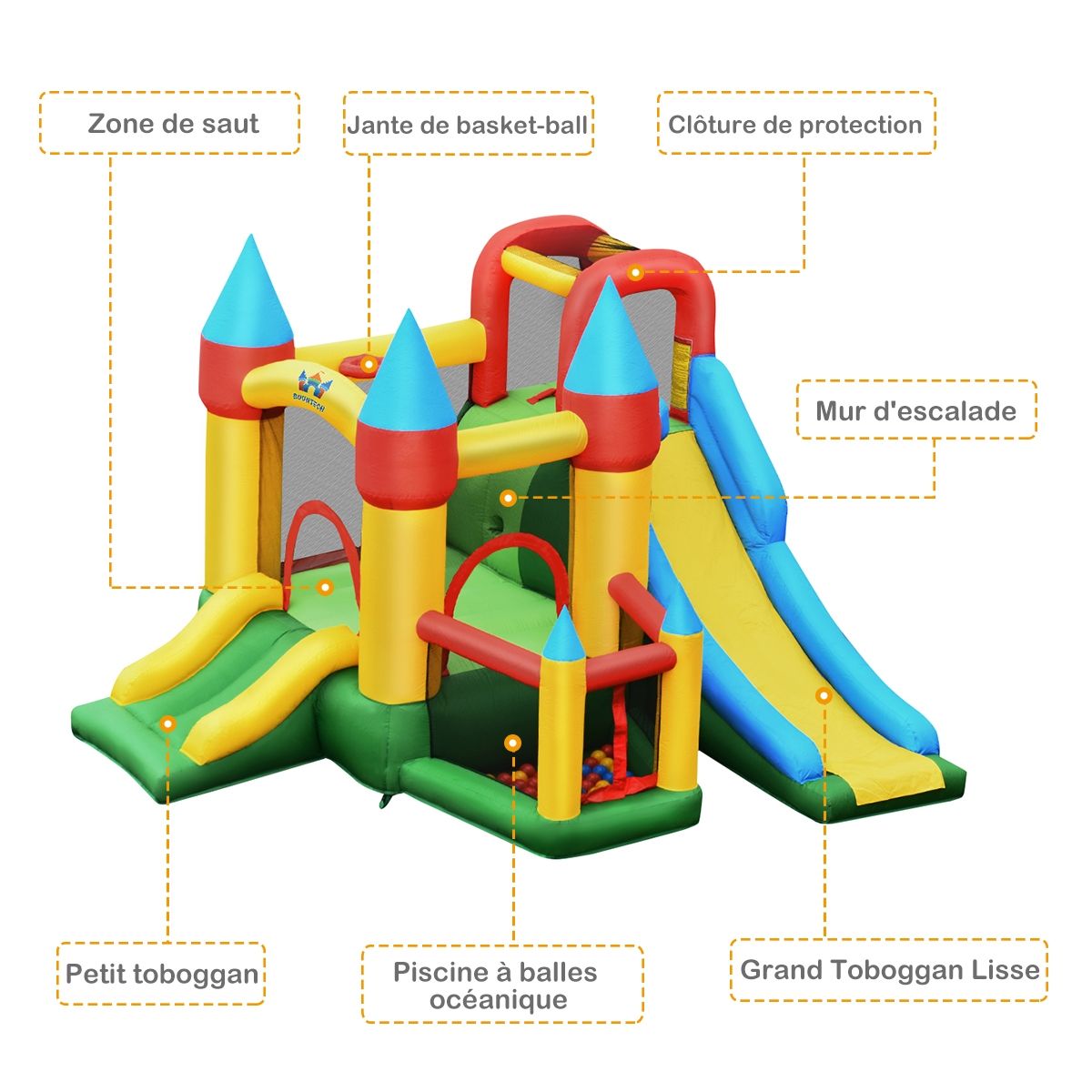 Château Gonflable avec Souffleur pour Enfants de 3 à 10 Ans avec Plusieurs Types de Jeu Différents 330 x 300 x 210 cm - Lidl-Manfred