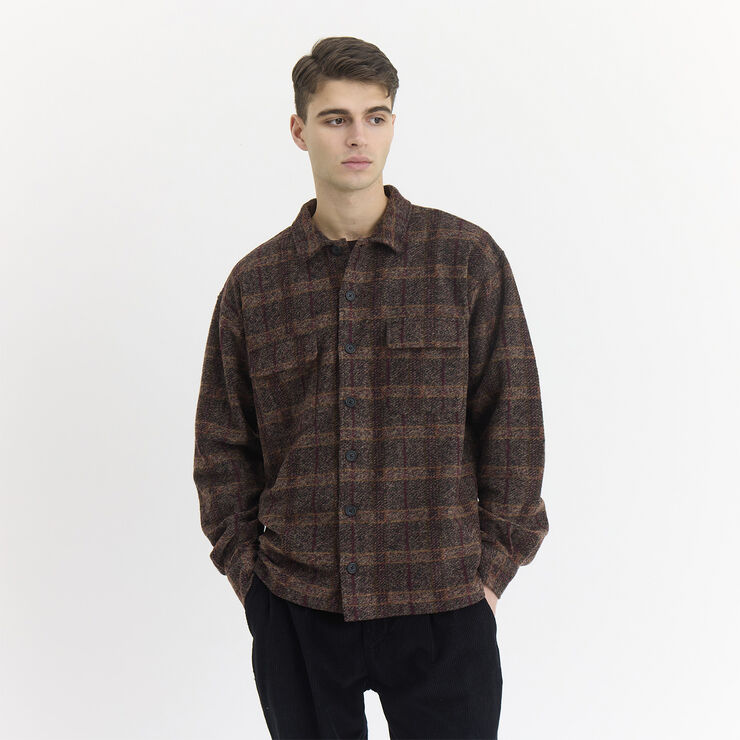 By Garment Makers Lennox Wool Overshirt Wood - Recycled Ebony brown