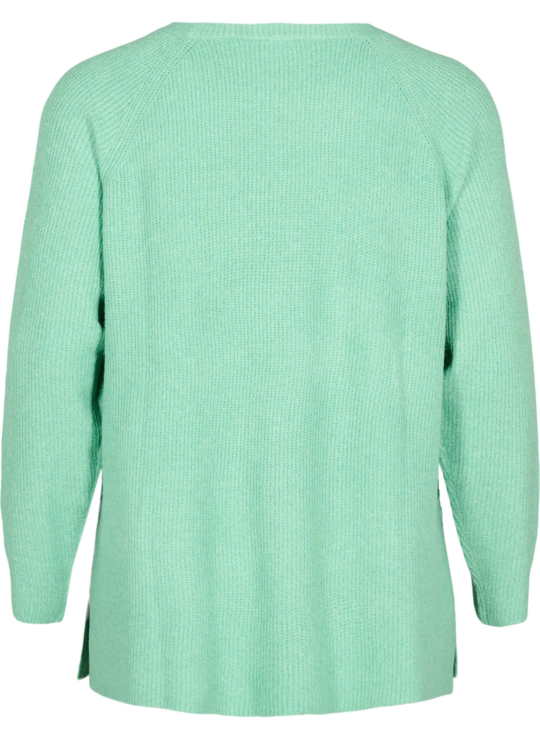 Strikbluse med rund hals