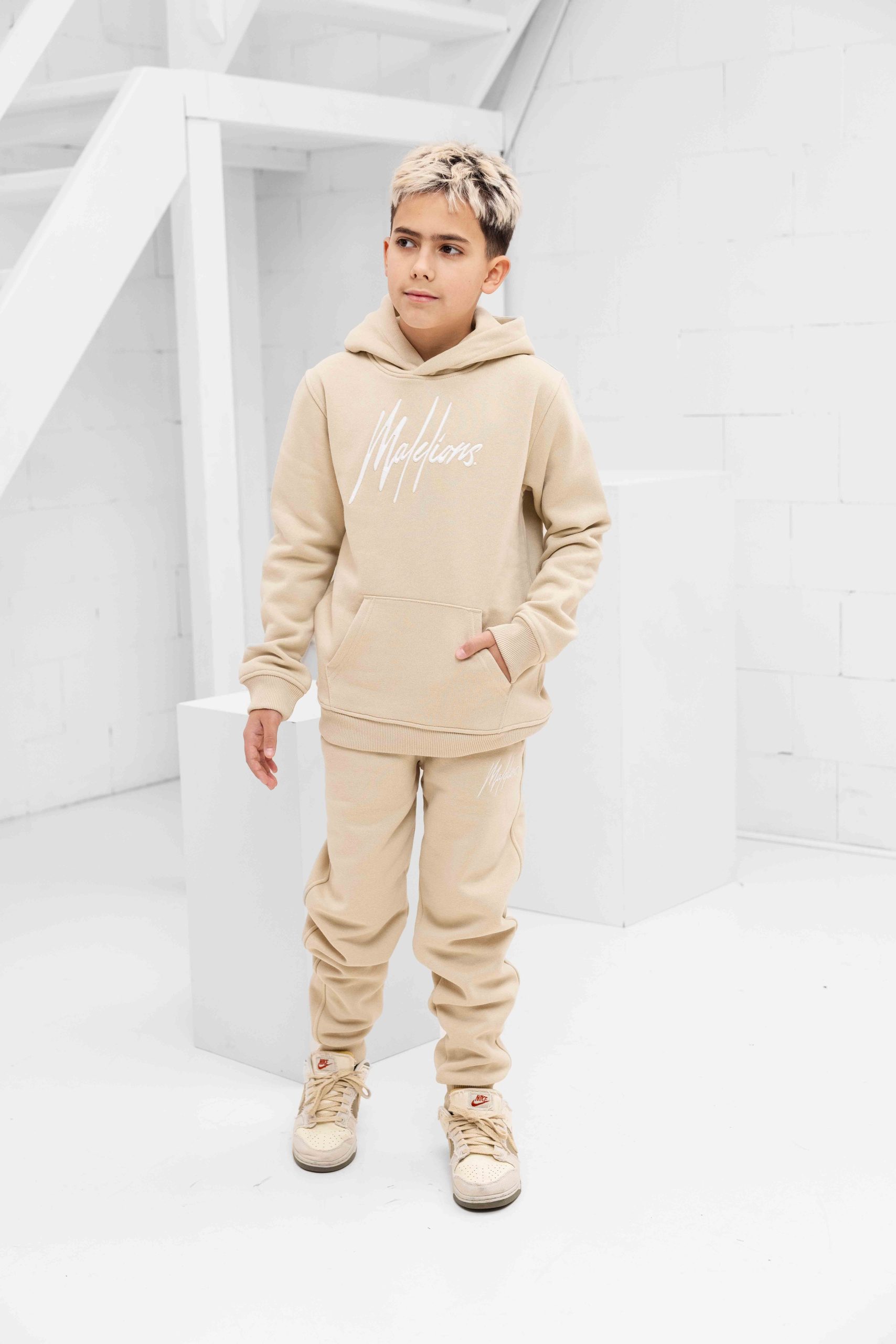 Malelions Essentials Trainingspak Kids Beige