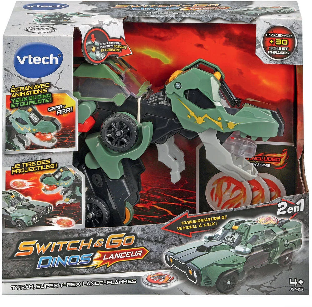 SWITCH ET GO DINOS LANCEUR - TYRAM SUPER T-REX LANCE FLAMMES