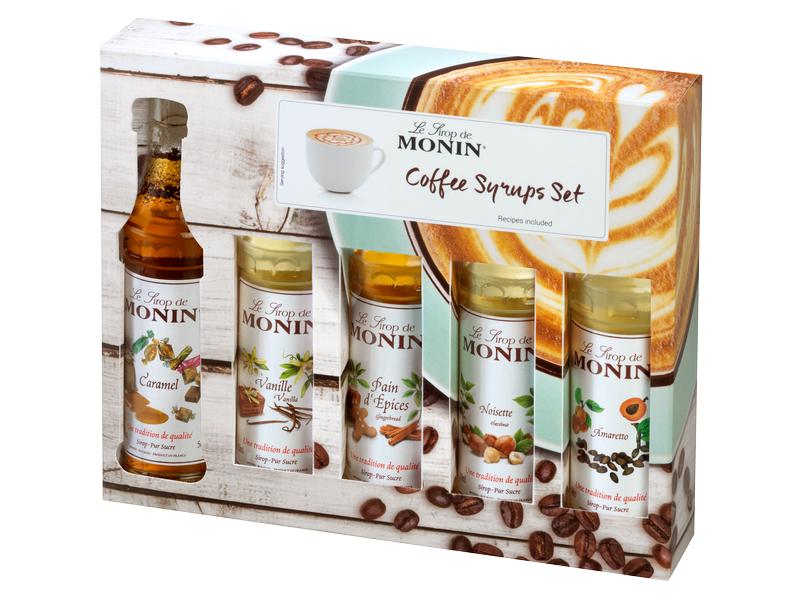 Monin Sirup Coffee Set 5 x 50 ml Hochwertige Konzentrate zur Aromatisierung von Kaffee