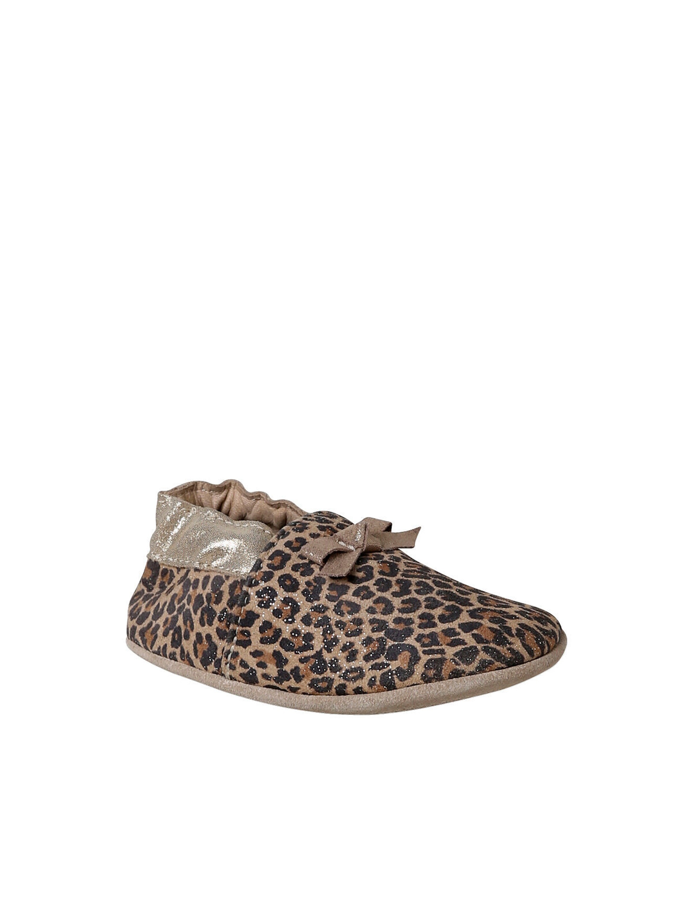 Vertbaudet Baby Krabbelschuhe mit Gummizug beige bedruckt
