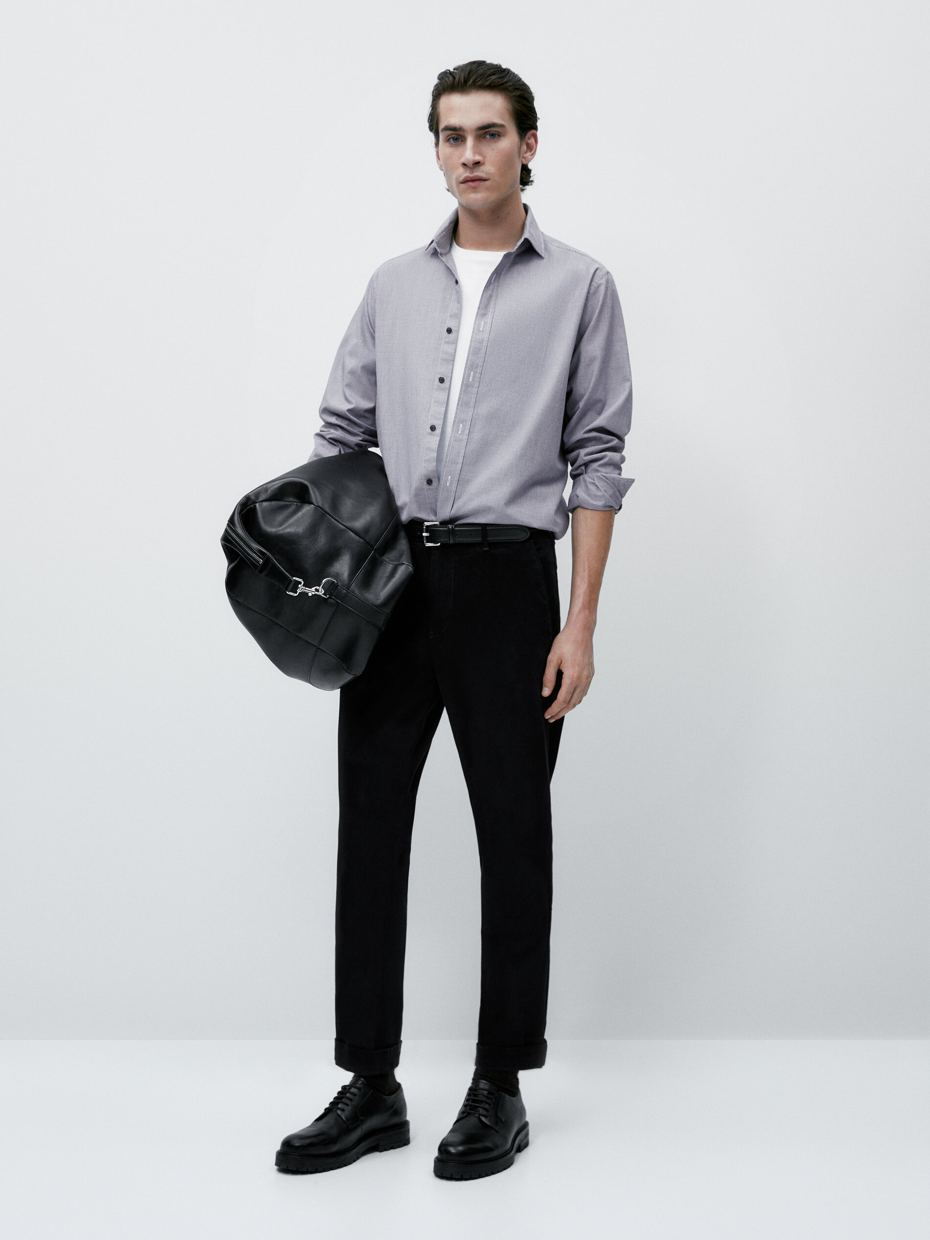 Camisa pata de gallo slim fit - AZUL MARINO