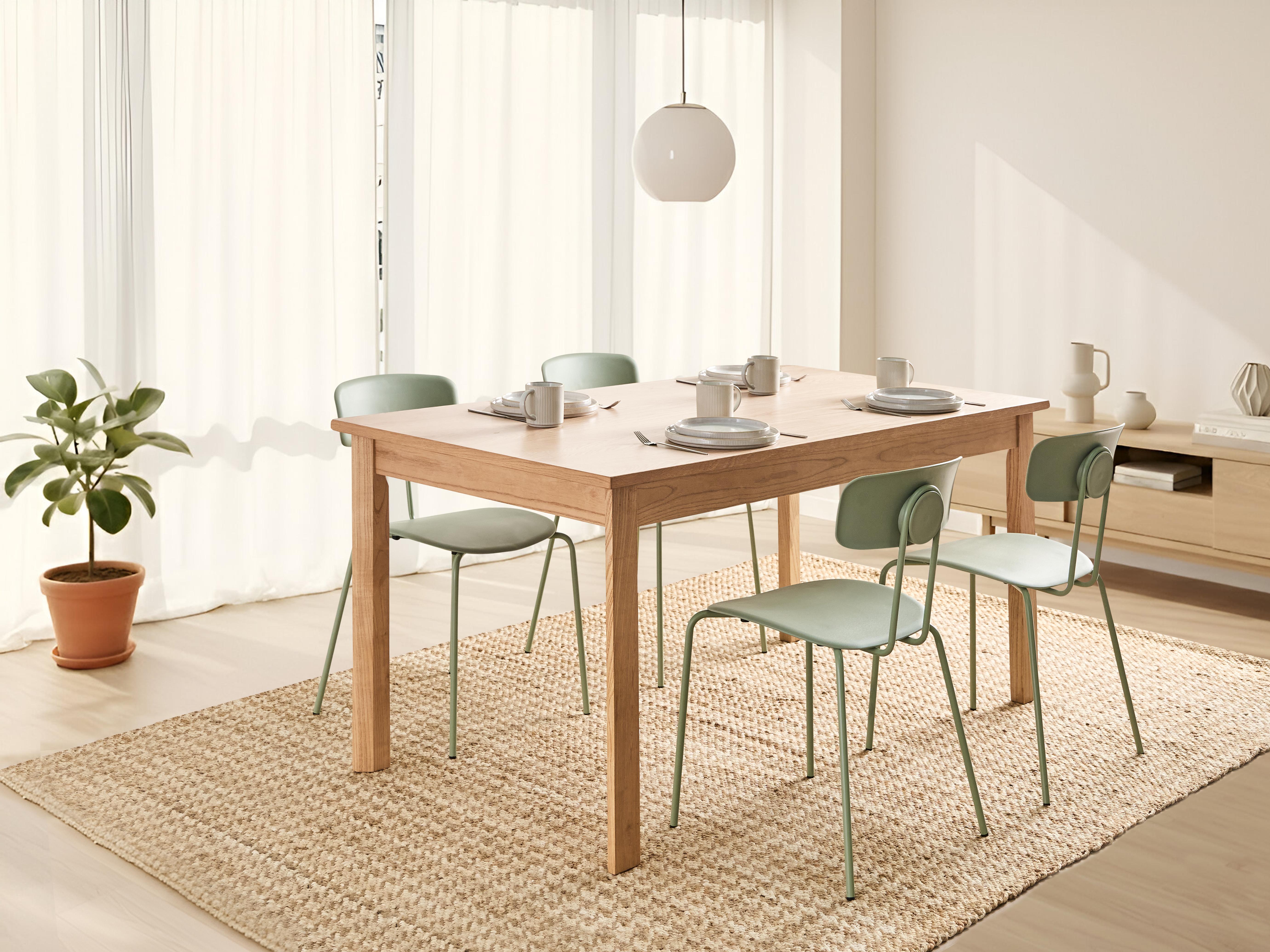 Eettafel GISELA Licht eikenhout 90 cm 160 cm