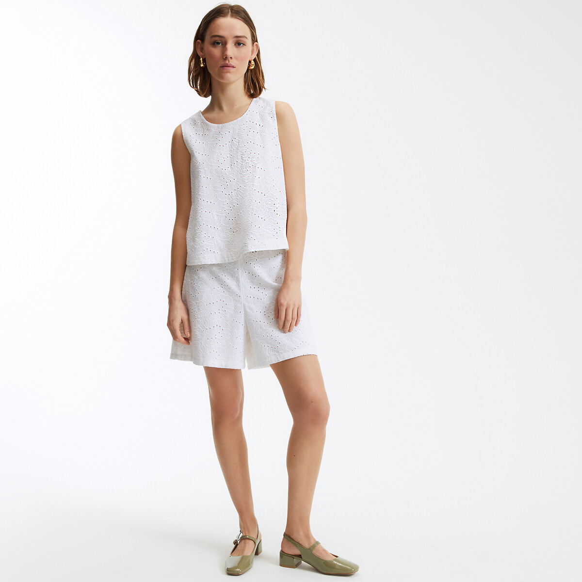 COLEÇÃO LA REDOUTE<br>Shorts em renda inglesa