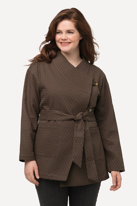 Jacke, Wickeloptik, Schalkragen, Bindegürtel, Biobaumwolle