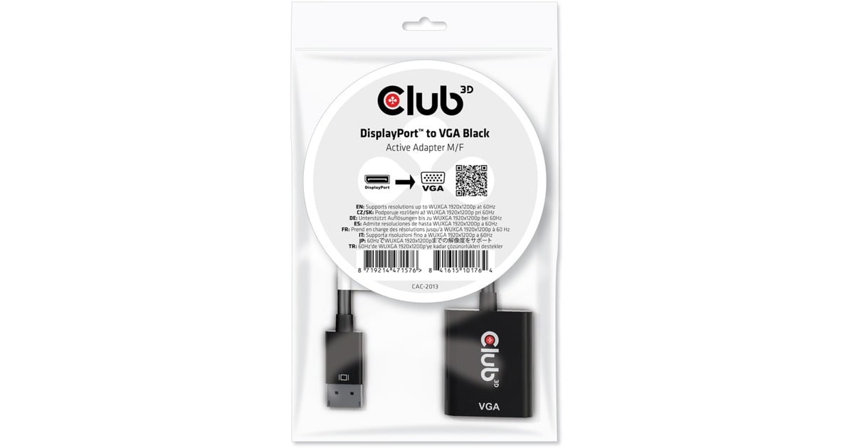 Club 3DDisplayPort 1.1 naar VGA Active Adapter  (Zwart)