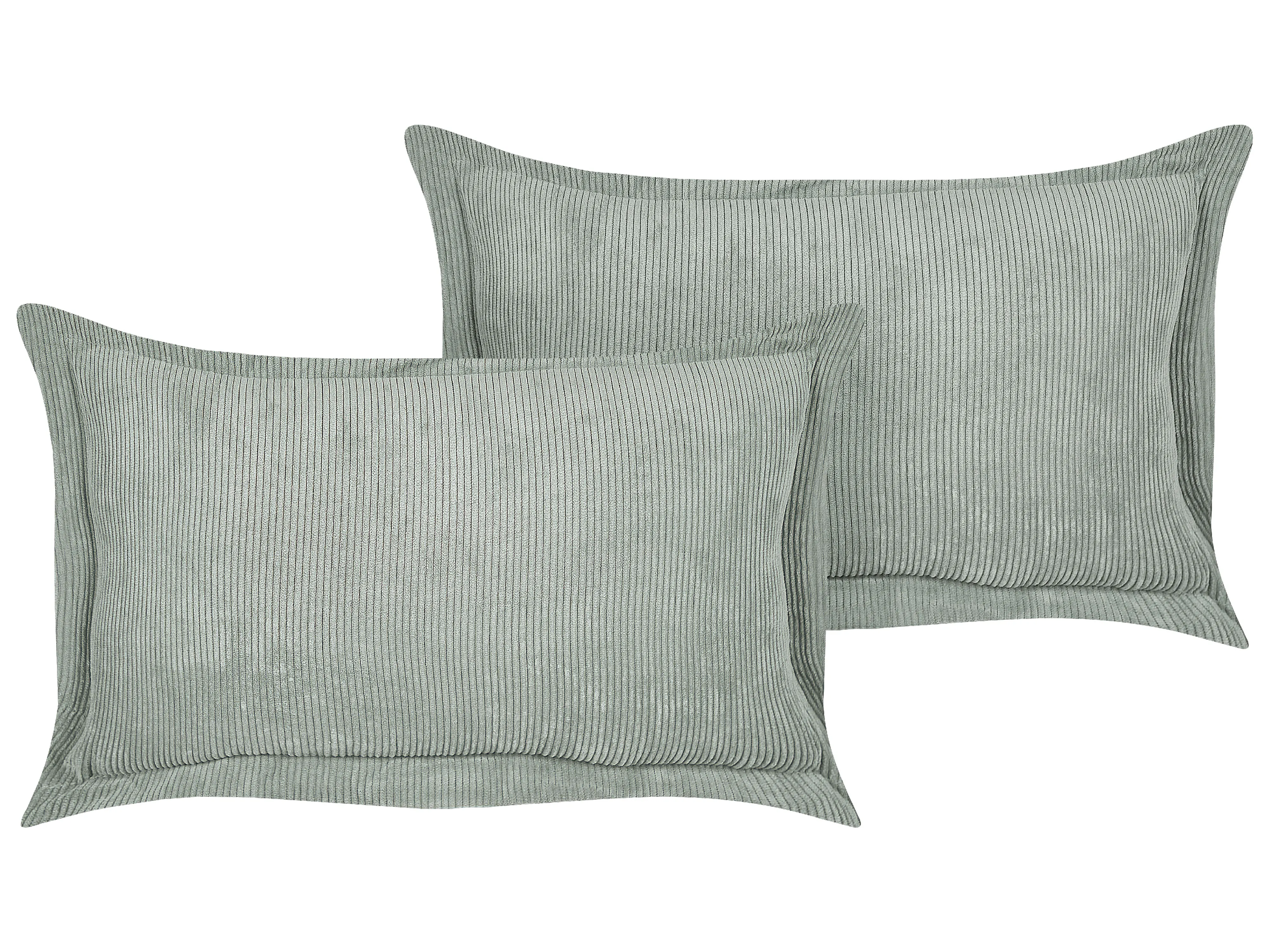 Set van 2 sierkussens ZINNIA Corduroy 47 x 27 cm Lichtgroen effen