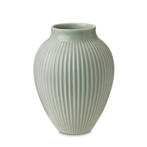 Knabstrup Riflet Vase, Mintgrøn, H: 20 cm