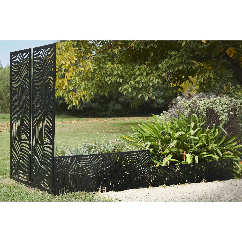 Panneau décoratif design feuillage métal ajouré noir 50xH130cm