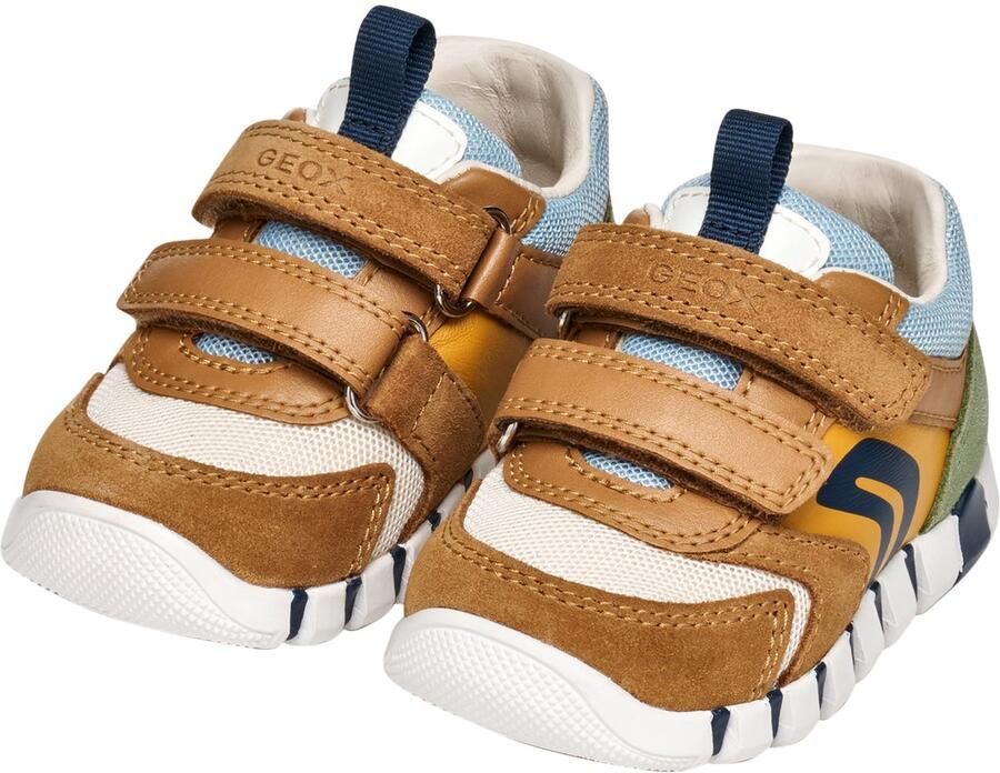 GEOX Lupidoo B.D. suède-mesh leren kindersneakers