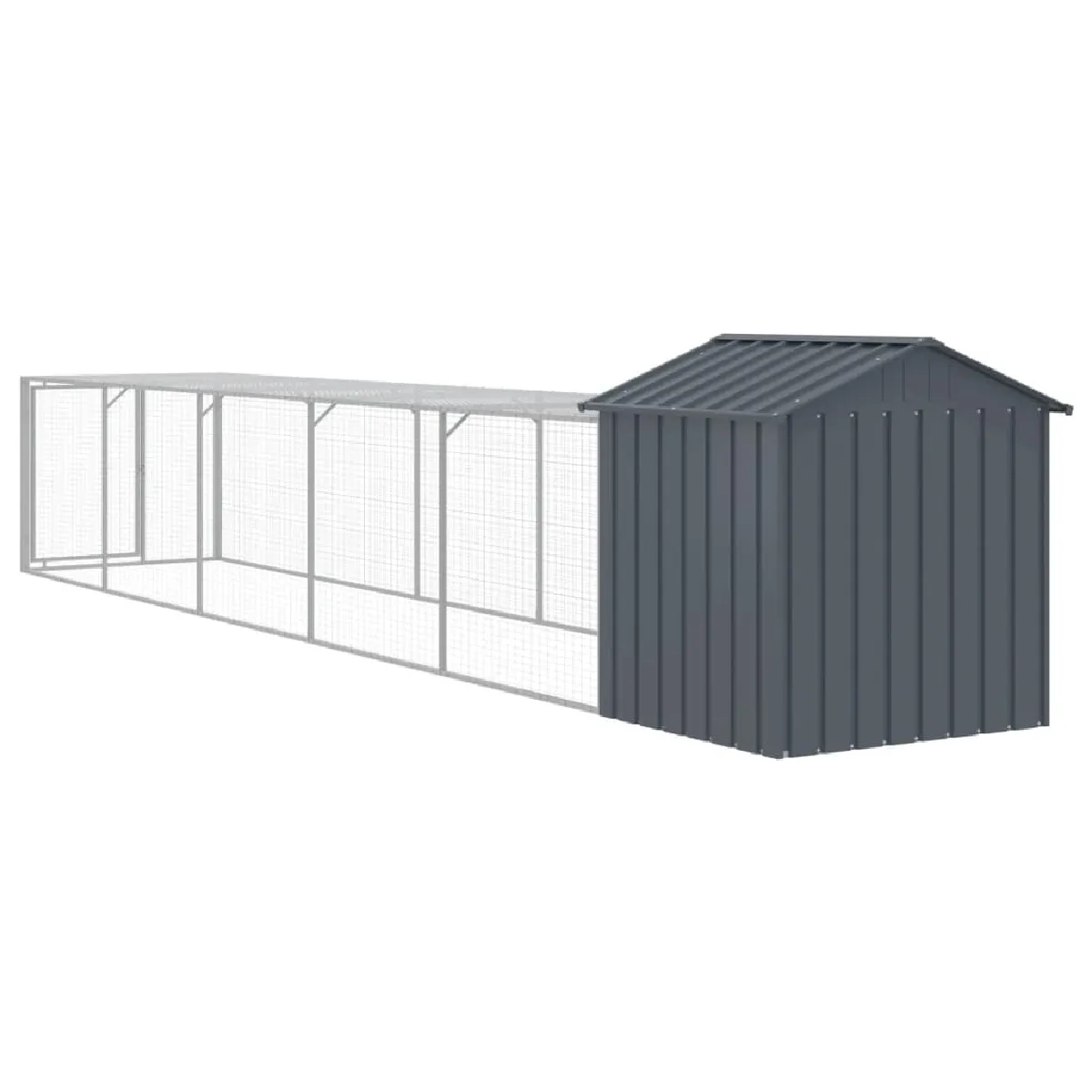 vidaXL Poulailler cour anthracite 117x609x123 cm