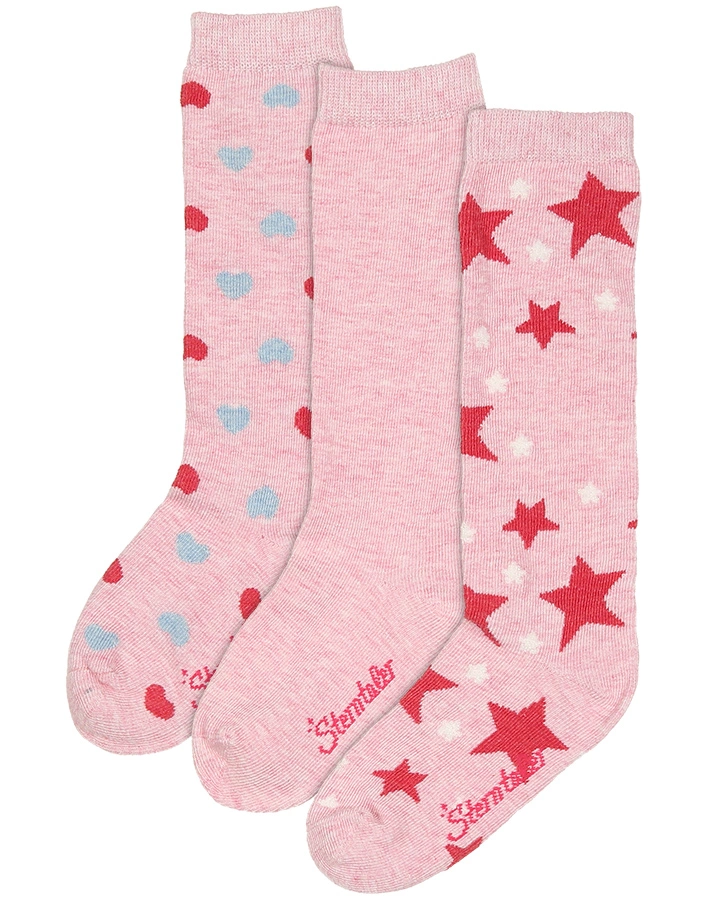 Kniestrümpfe HERZEN 3er-Pack in rosa