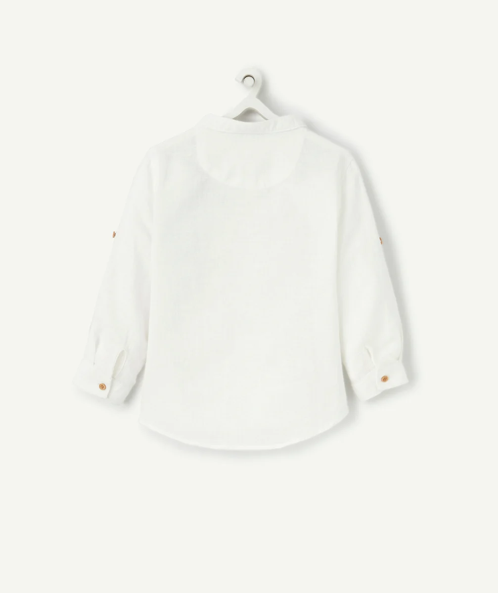 chemise blanche bébé garçon avec col tunisien et poche
