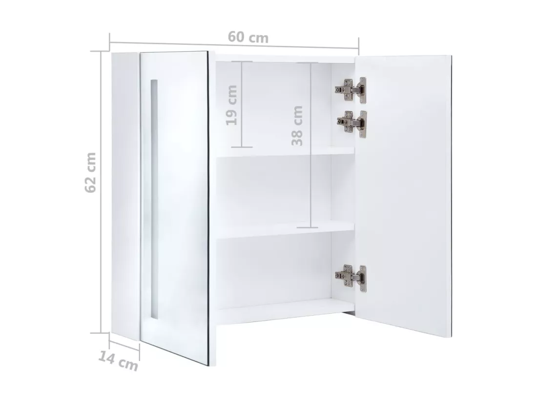Armoire de salle de bain à miroir LED 60x14x62 cm