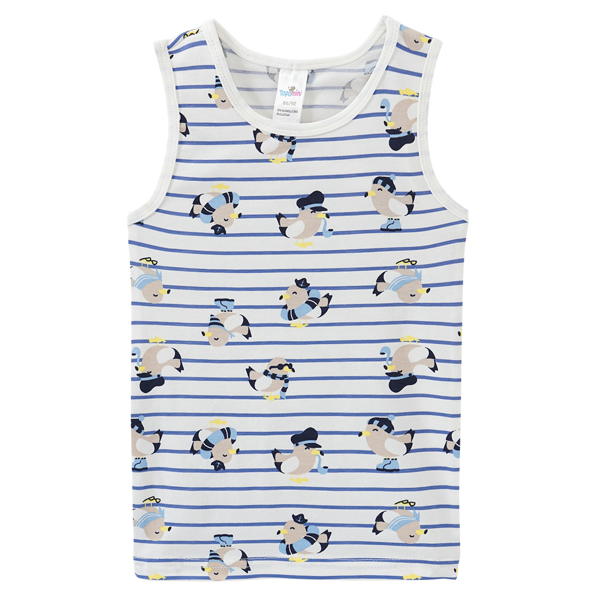 Topomini 2 Baby Unterhemden mit Möwen-Motiven weiss / dunkelblau