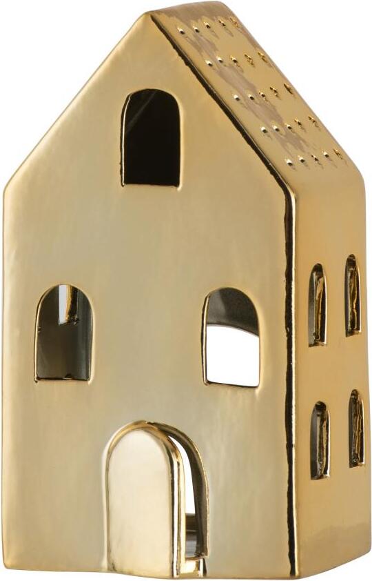 J-Line waxinelichthouder huis Caroline goud 10 x 8 x 17,5 cm