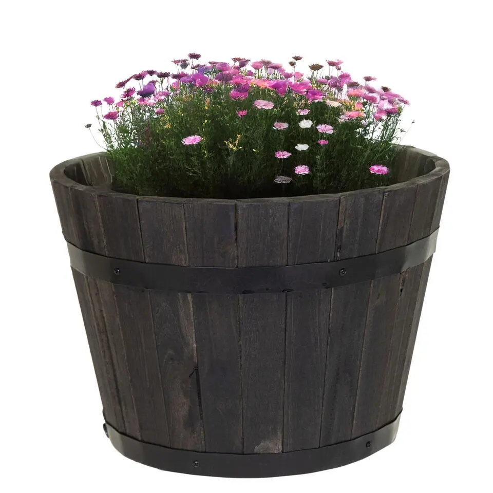 Mega Collections Plantenbak/bloempot Barrel - D40 x H24 cm