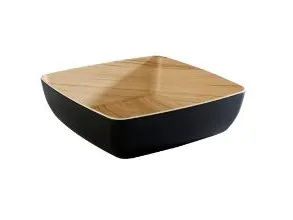 Skål Frida 2.65 ltr 25x25x7.5 cm Melamin Sort/Trælook,6 stk/pk