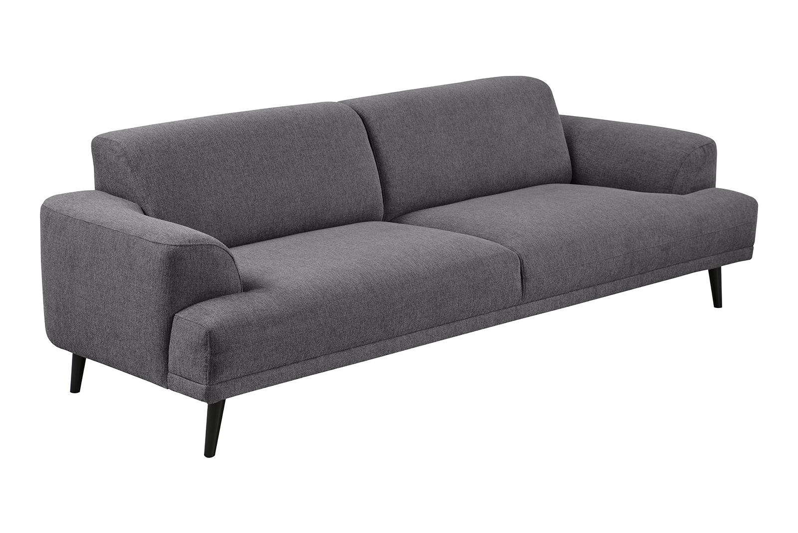 Nest 3-seter sofa I tekstil Brego 18 antrasitt med mørk brune heltre ben.