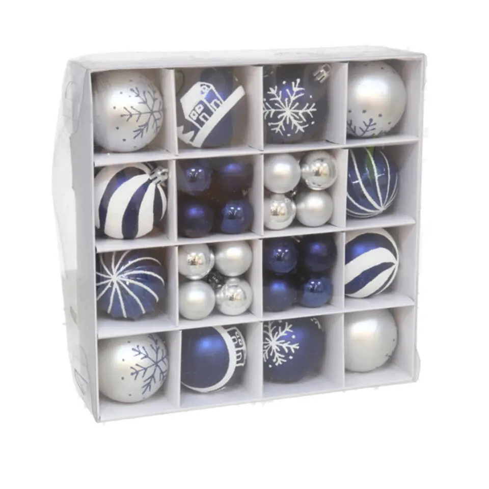 Gerimport kerstballen Kerstballen pakket - 42x - zilver/blauw