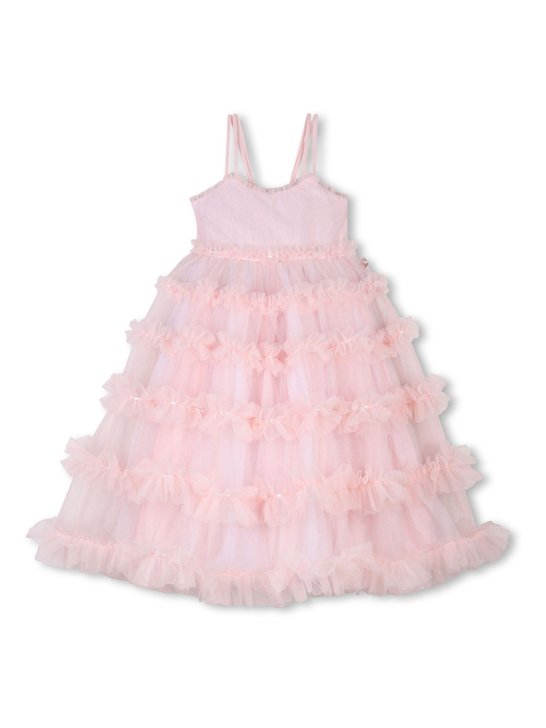 Billieblush Roze mesh tule lange feestelijke jurk