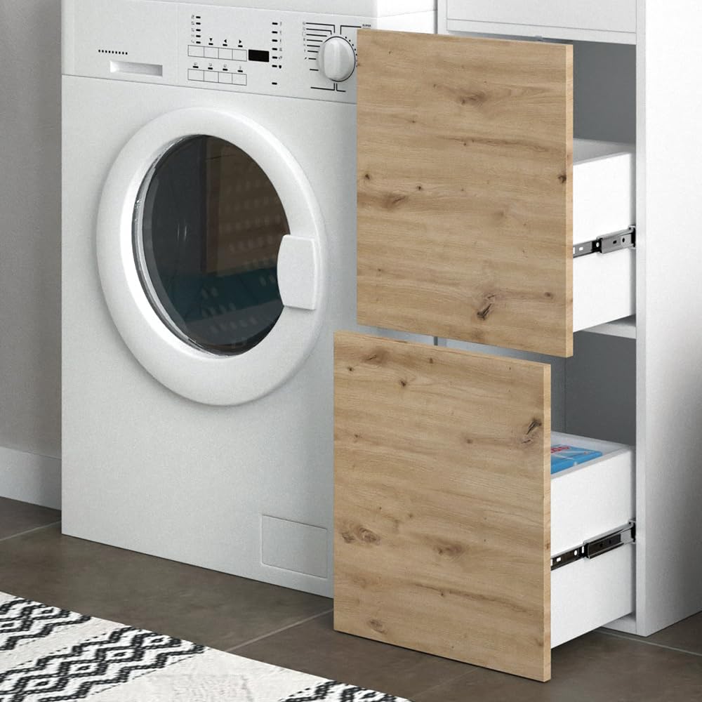 Vicco Waschmaschinenschrank Weiß Alf 99x98x34 cm - Badezimmerschrank für die Waschmaschine, Mehr Stauraum ohne Bodenfläche zu nutzen