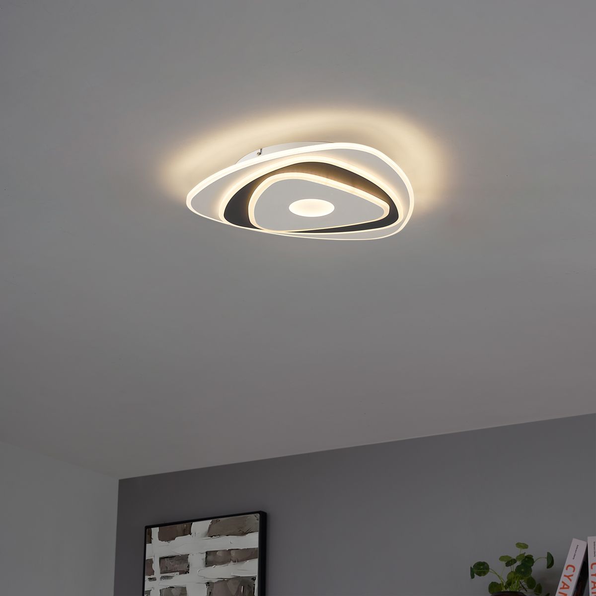 Design plafondlamp wit met donkergrijs organisch incl. LED dimbaar - Taylor