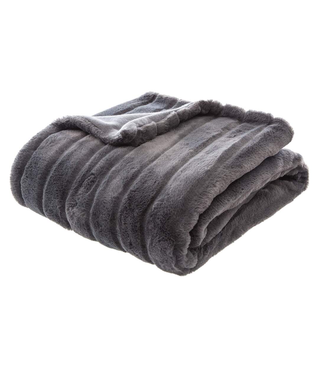 Plaid design effet fourrure Manoir - L. 120 x l. 160 cm - Gris foncé