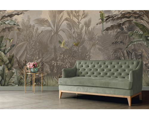 Vliesbehang DD120245 Cuba Sepia Jungle Par beige 4-delige set 400 x 280 cm