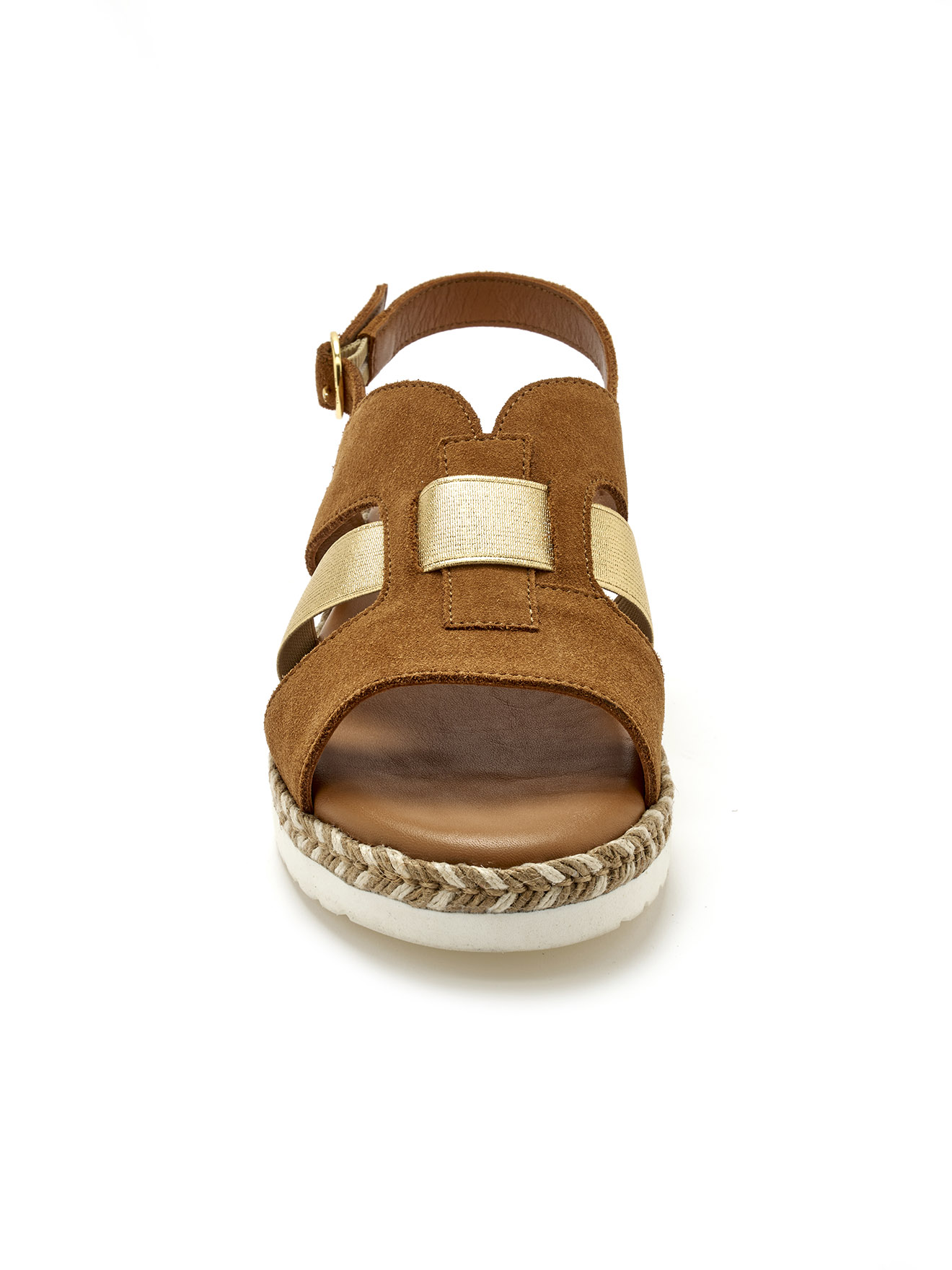 Sandales compensées cuir velours