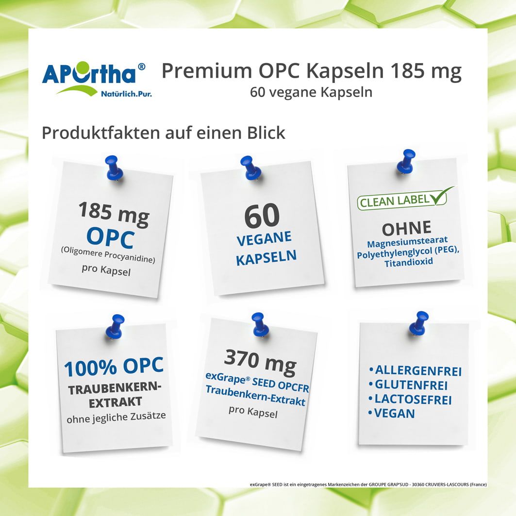 APOrtha® Premium OPC Traubenkernextrakt-Kapseln 185 mg