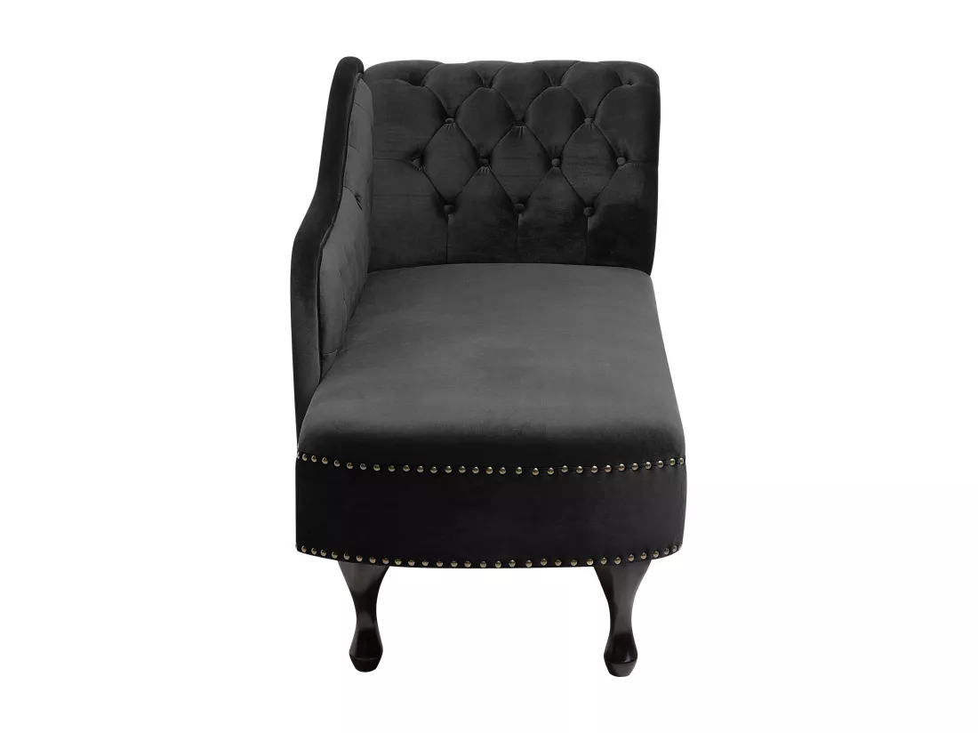 Méridienne Chesterfield côté droit en velours noir NIMES