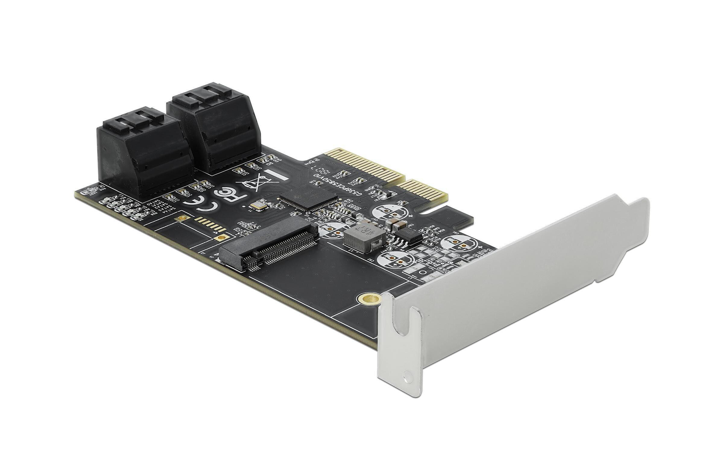 SATA-Controller 4Port SATA & 1Port M.2 SATA PCI-Express-x4Delock 4 Port SATA und 1 Slot M.2 Key B (Format 2242 und 2230) PCI Express x4 Karte