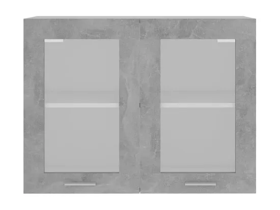 Armoire en verre suspendue Gris béton Bois d'ingénierie