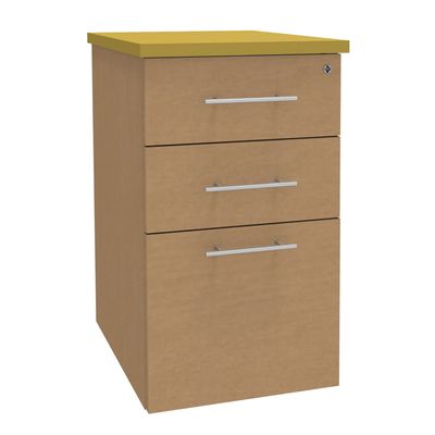 Caisson HT bureau - steely/stelly manager - Profondeur 60 cm - hetre - top jaune curry