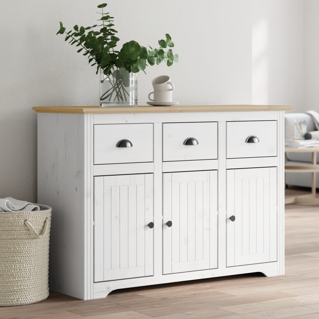 vidaXL BODO Boekenkast, Wit en Bruin, 115,5x44x80 cm, Massief grenen