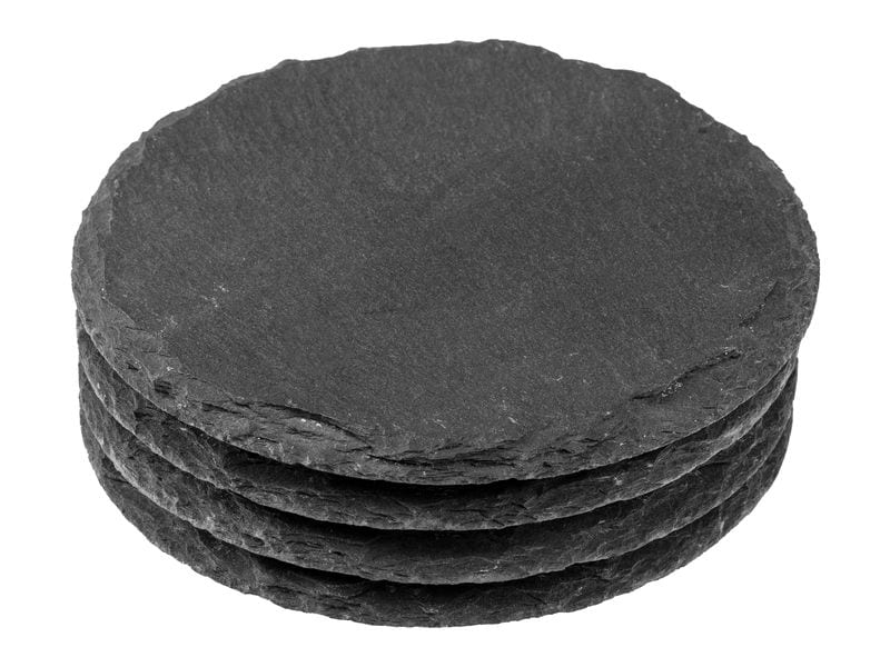 COCON Kerzenuntersetzer Ø 10 cm, Schiefer, Schwarz, 4 Stück Untersetzer aus Schiefer für Kerzen